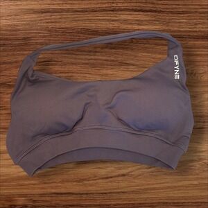 Dfyne sports bra top backless color truffle brown purple size small
